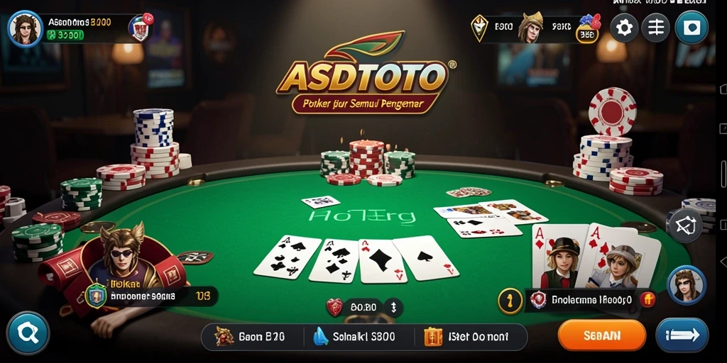 Screenshot gameplay ASDTOTO menampilkan suasana permainan poker yang seru.