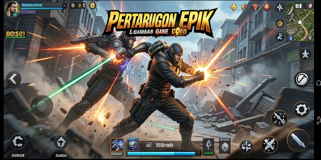 Tampilan gameplay epik dalam BOS01 dengan aksi bertarung yang seru.
