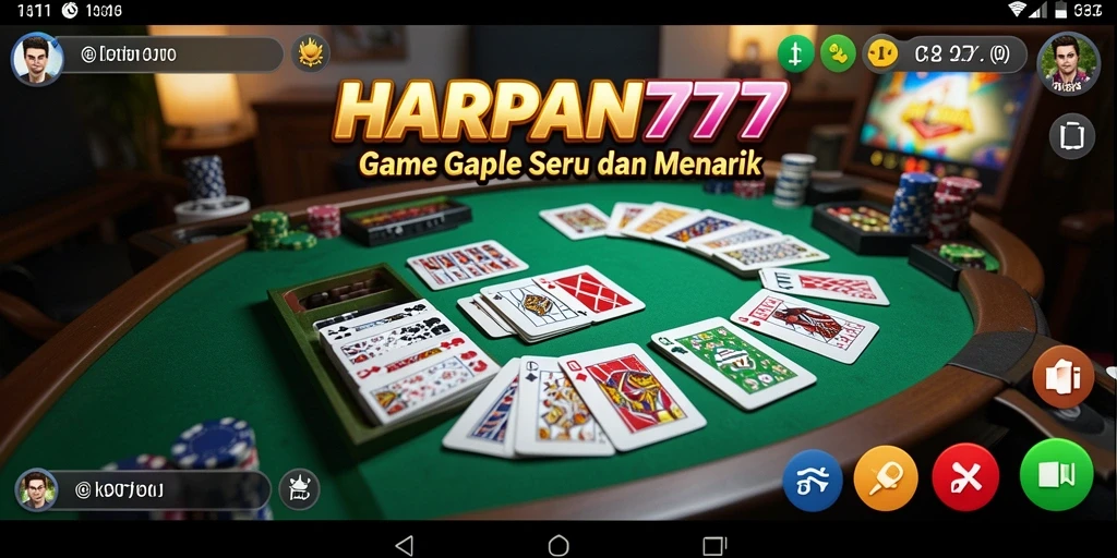 Tampilan utama gameplay HARAPAN777 dengan suasana gaple yang seru.