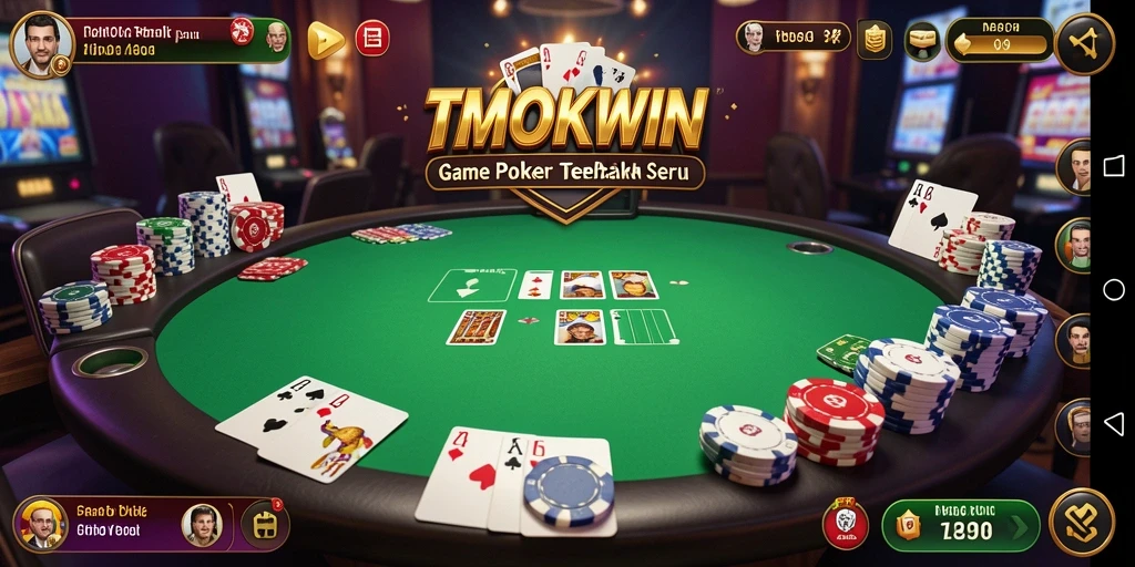 Tampilan screenshot utama TMOKWIN menampilkan aksi seru permainan Poker.