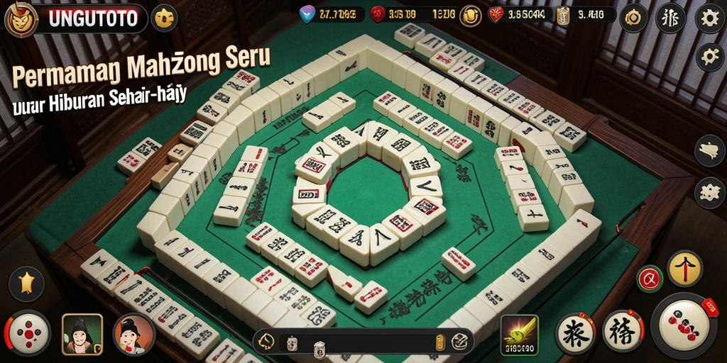 Gameplay Mahjong seru di UNGUTOTO dengan ubin yang berwarna-warni.
